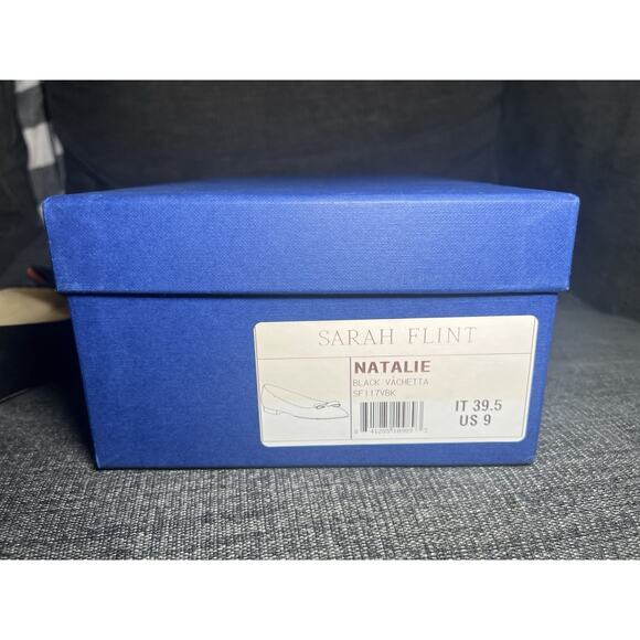 Sarah Flint Black Leather Flats Natalie Black Vachetta SF 117VBK Sz IT 39.5 US 9 - Picture 8 of 11